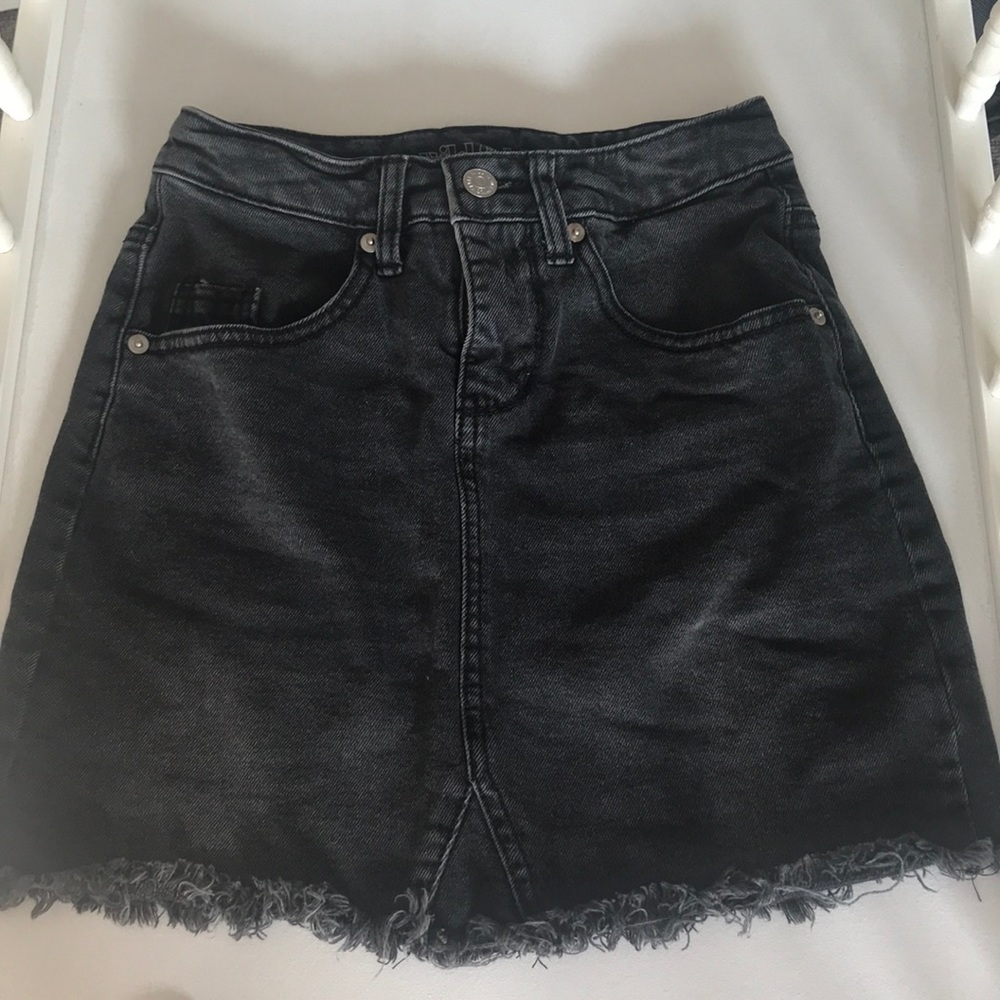 Grey Denim Mini Skirt